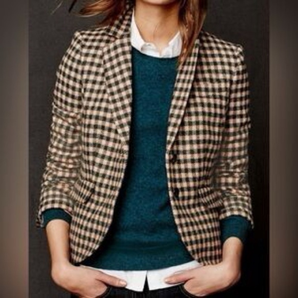 Boden British Tweed by MOON Wool Plaid Blazer (Size US 14) - Picture 2 of 8